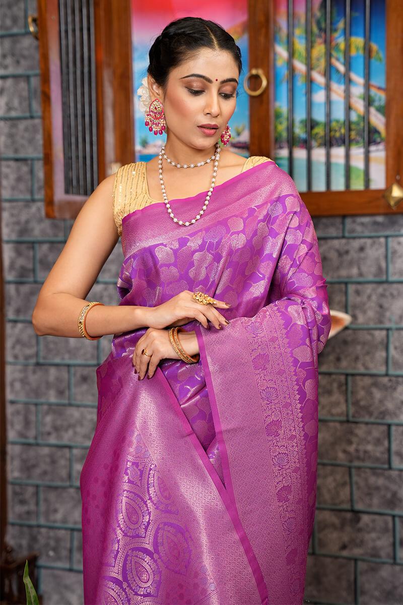 Beena Purple Kanchipuram Saree