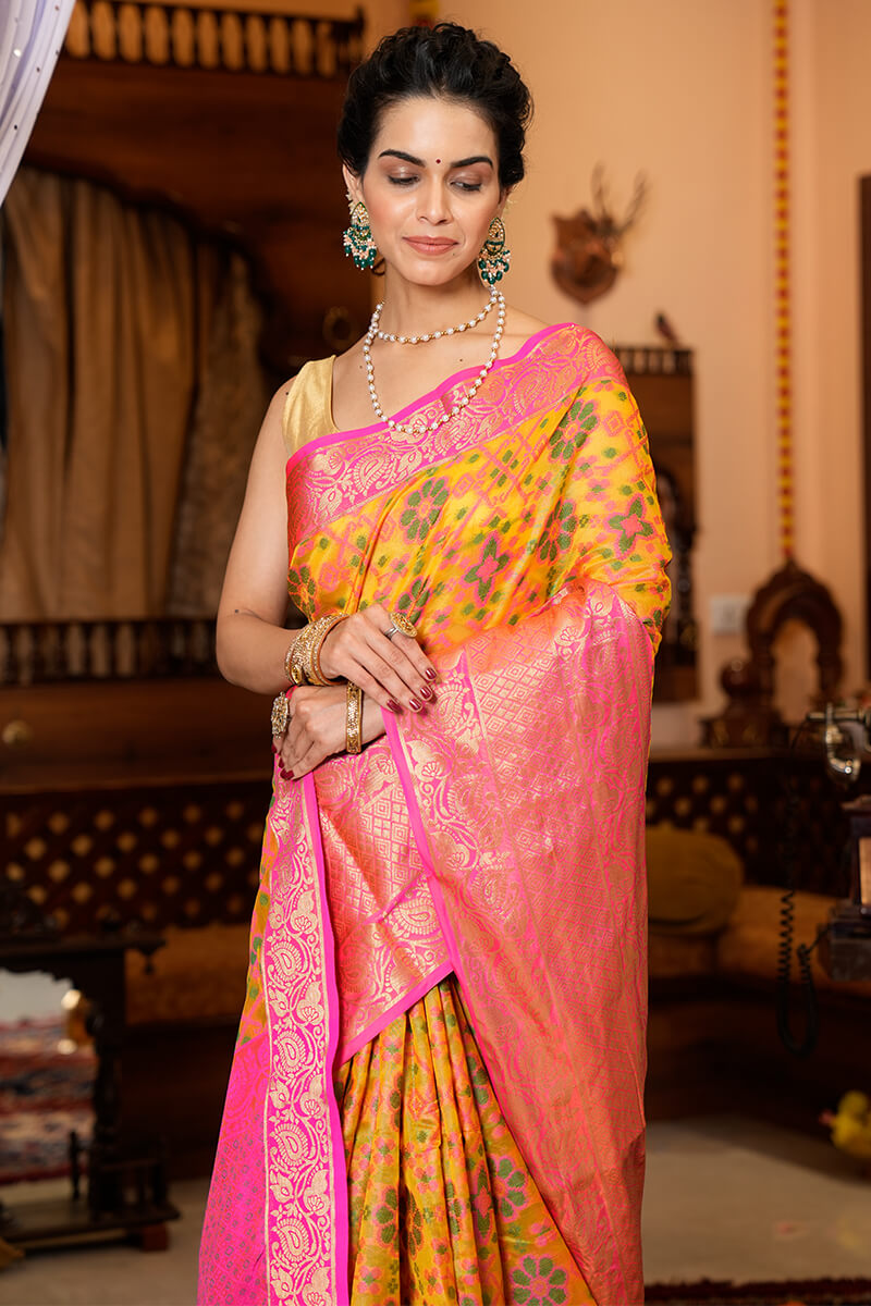 Maya Yellow Organza Silk Saree With Elegant Blouse