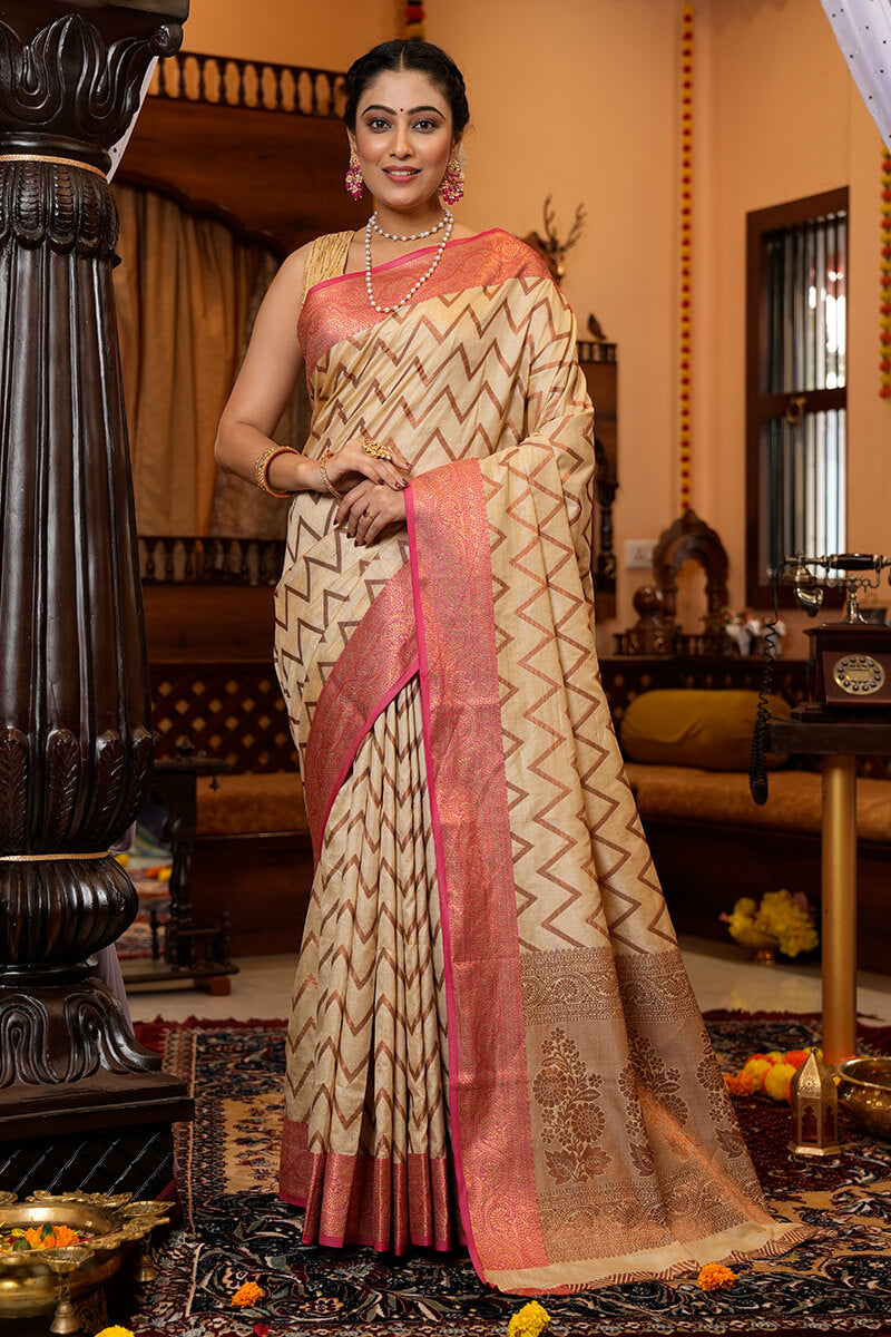 Nita Beige Banarasi Saree