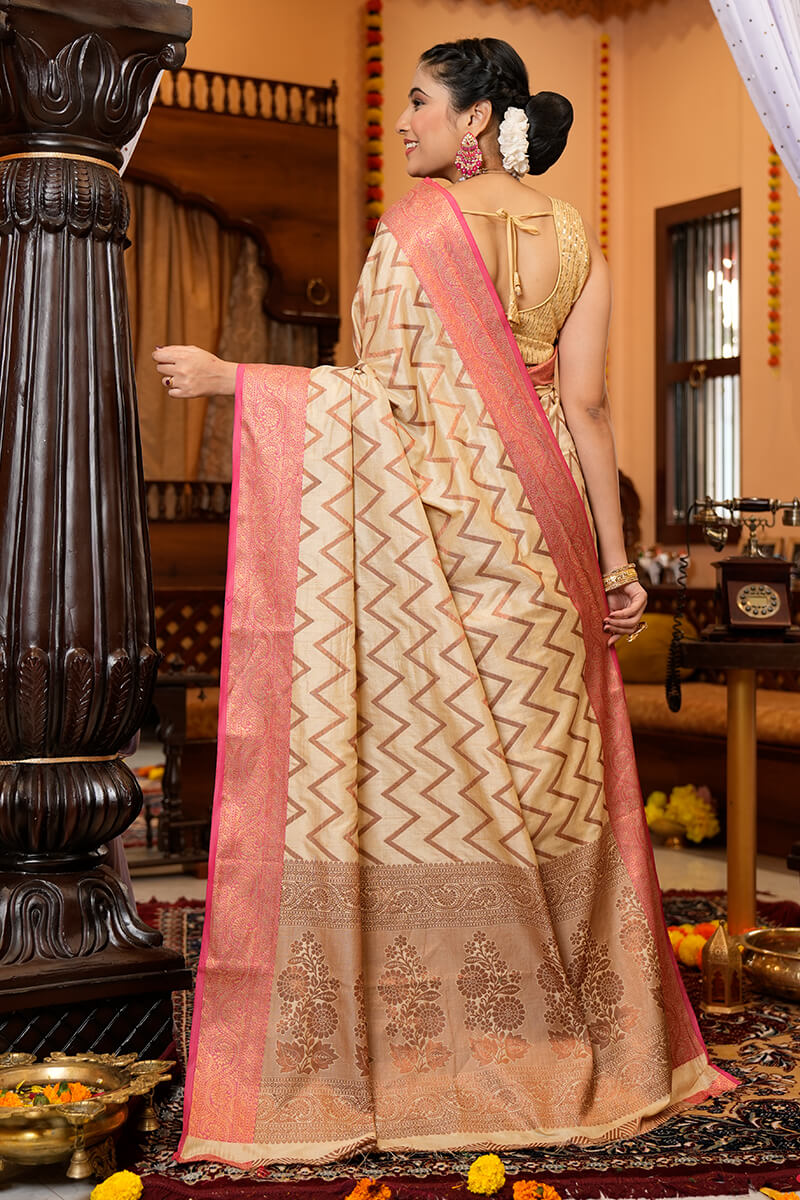 Nita Beige Banarasi Saree