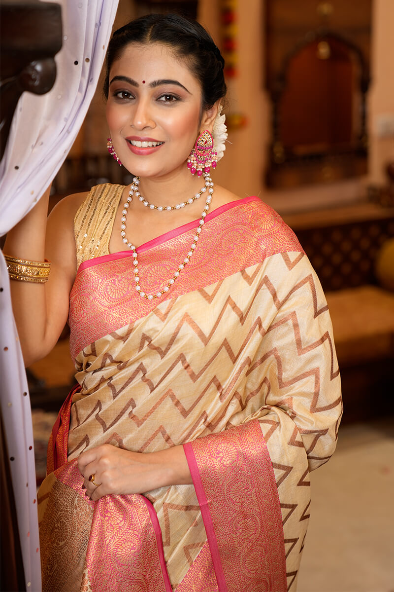 Nita Beige Banarasi Saree