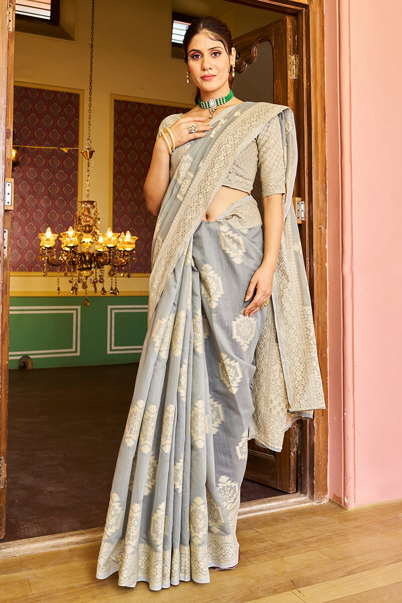 Radha Grey Linen Silk Saree