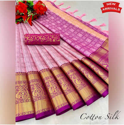 Sunena Pink Cotton Silk Saree