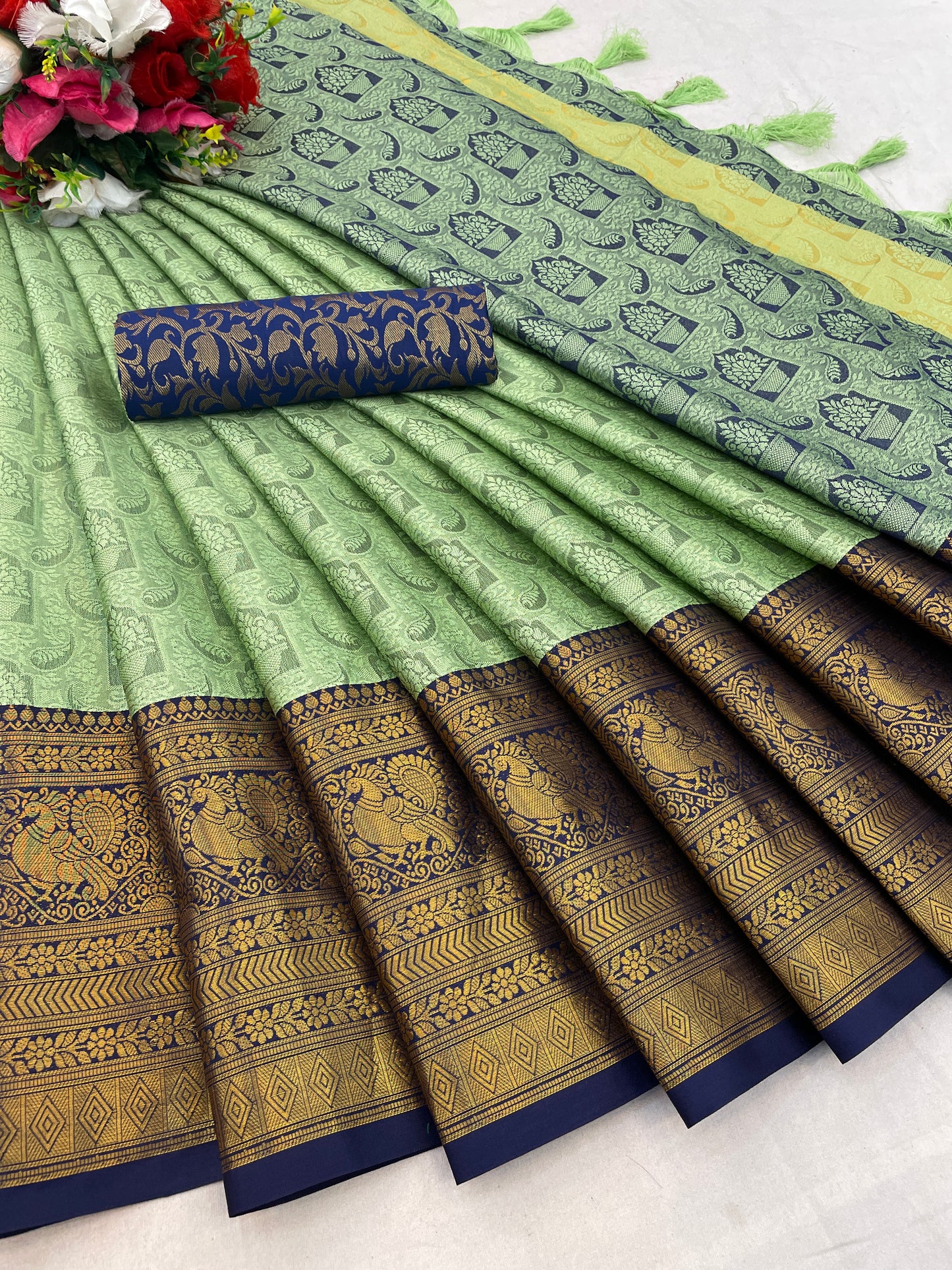 Kaya Pista Cotton Silk Saree