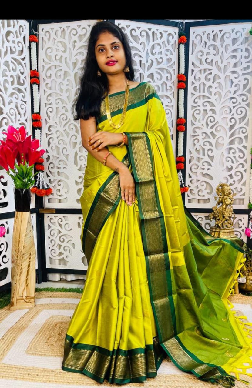 Heer LemonGreen Cotton Silk Saree