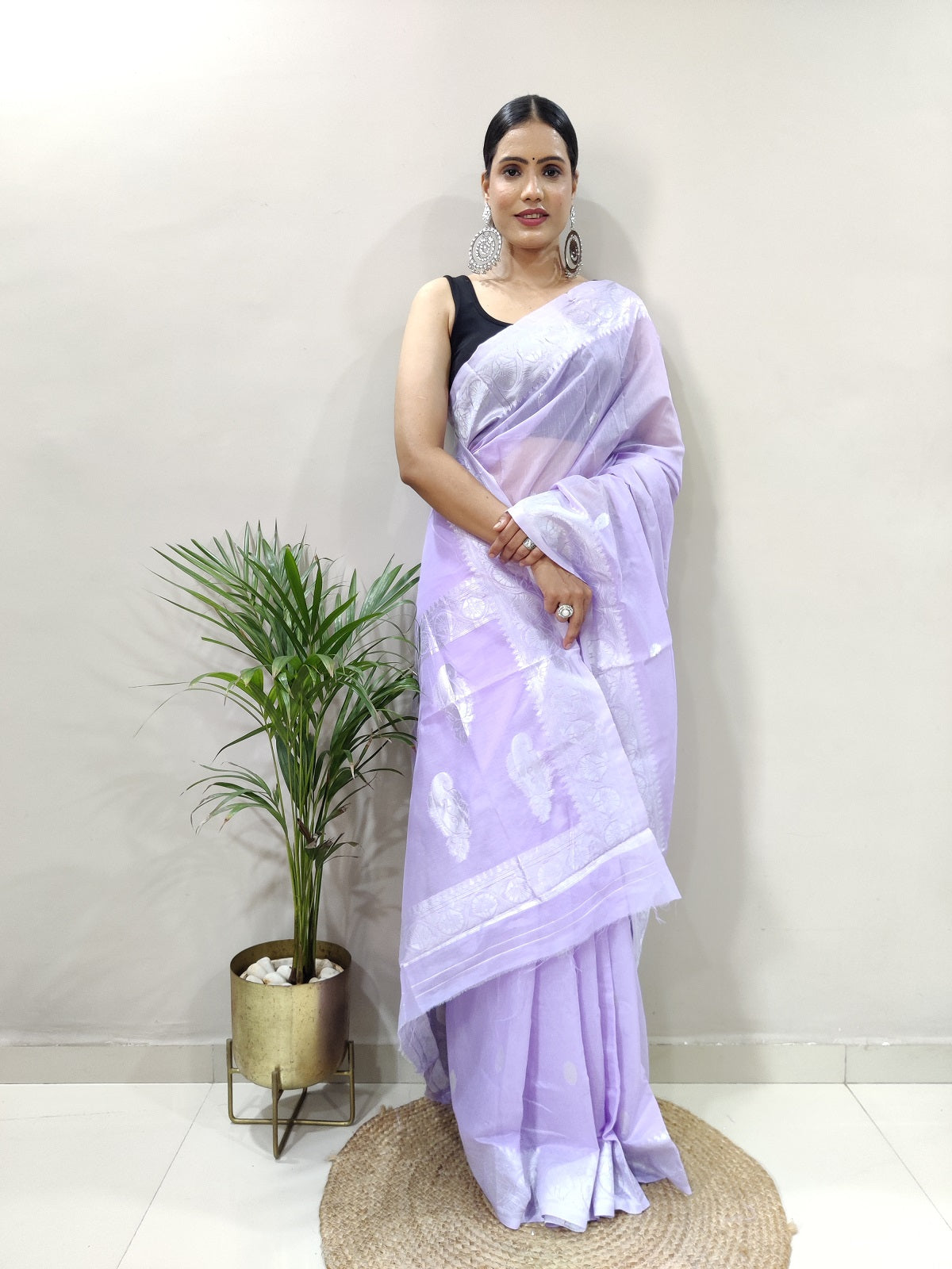 Jeel Lavendor Linen Cotton Saree