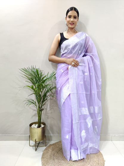 Jeel Lavendor Linen Cotton Saree