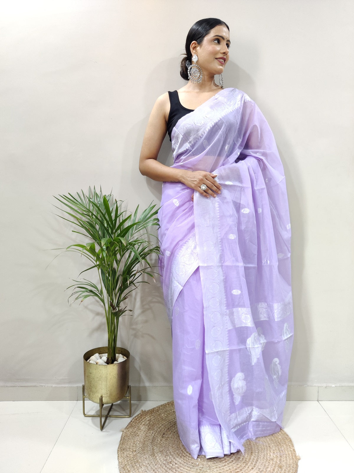 Jeel Lavendor Linen Cotton Saree