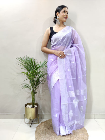 Jeel Lavendor Linen Cotton Saree