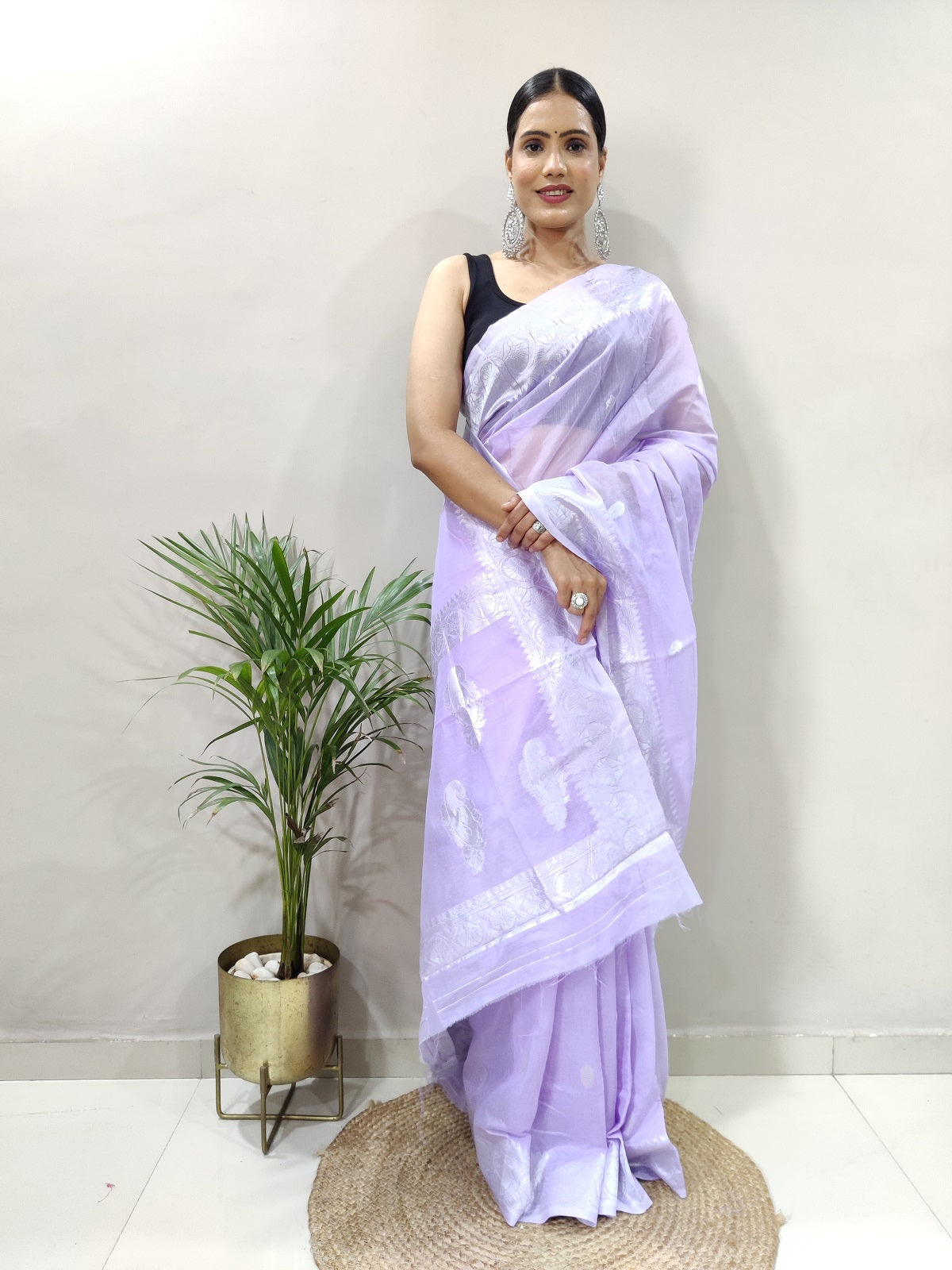 Jeel Lavendor Linen Cotton Saree