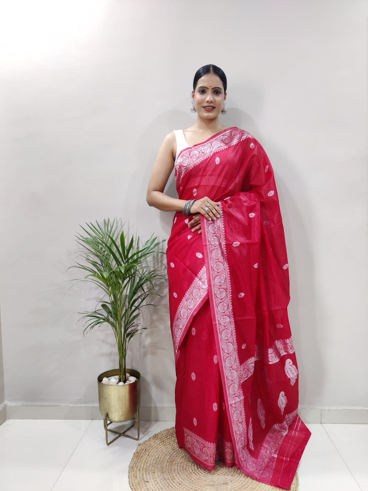 Jeel Ruby Linen Cotton Saree