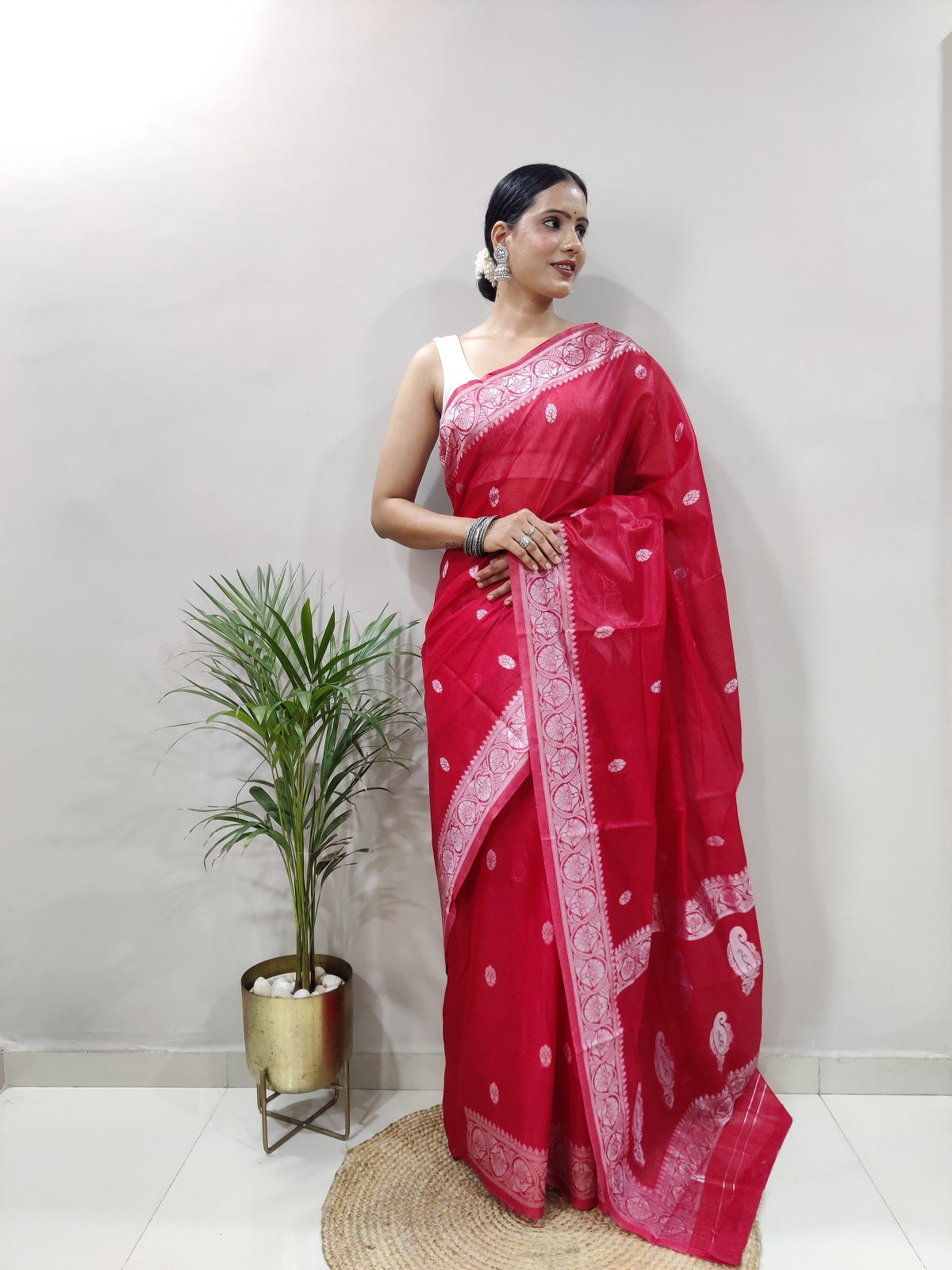 Jeel Ruby Linen Cotton Saree