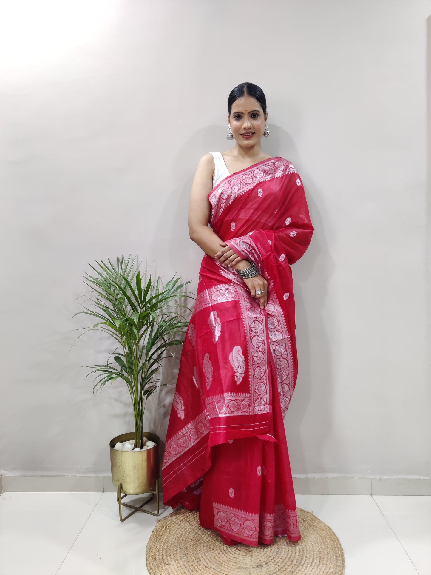 Jeel Ruby Linen Cotton Saree