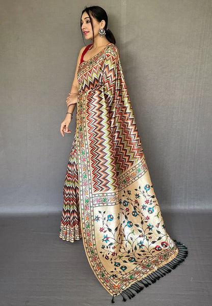 1 MIN Ready To Wear Diva Vol.2 Diva Green Ikat Printed Saree