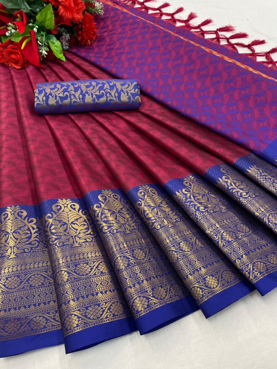 Neela Tulip Pink Cotton Silk Saree