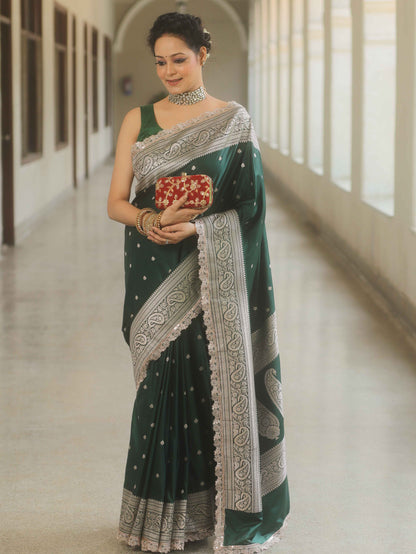 Emerald Glow - Zariknyaa Banarasi Saree