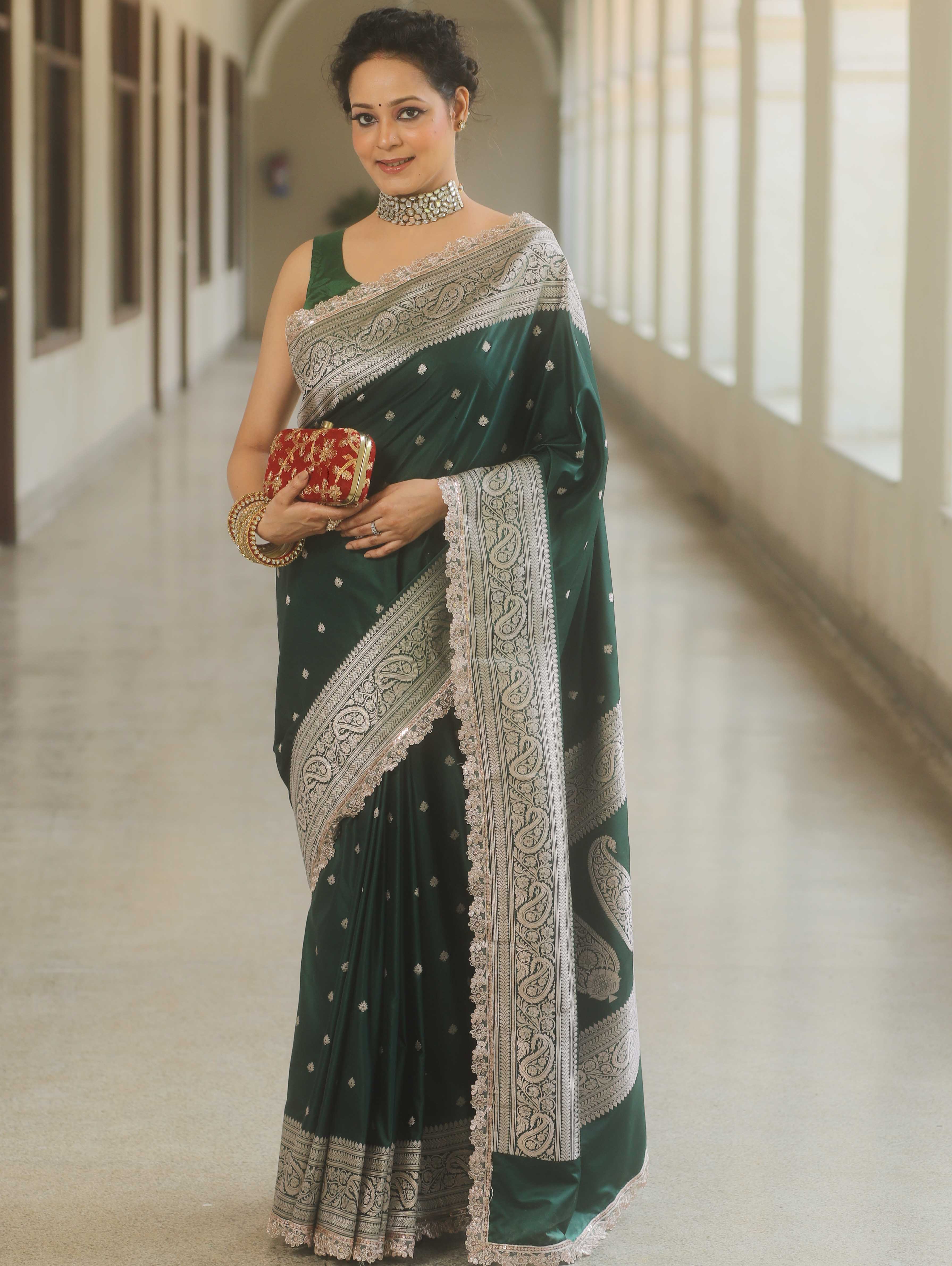 Emerald Glow - Zariknyaa Banarasi Saree