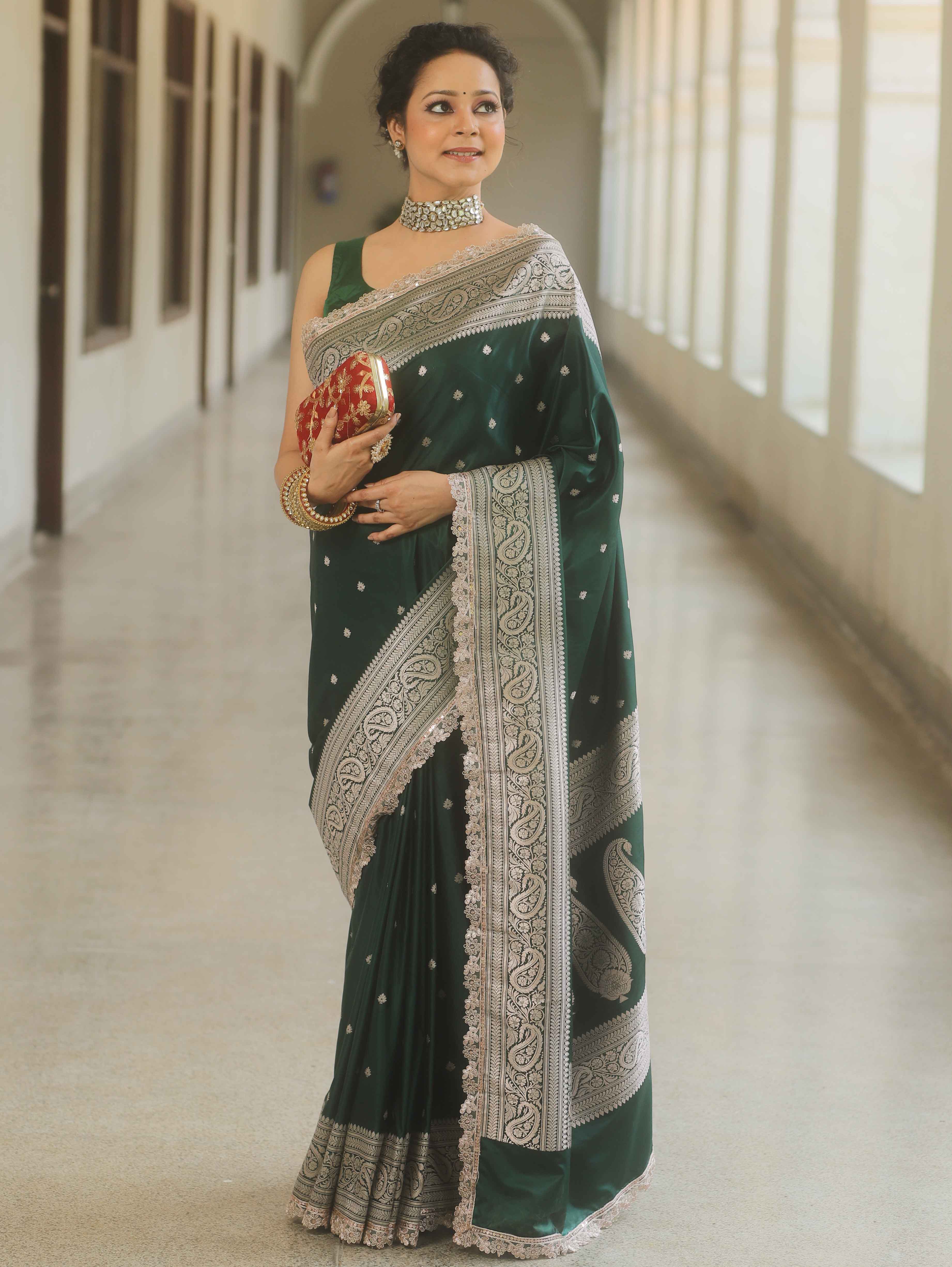 Emerald Glow - Zariknyaa Banarasi Saree