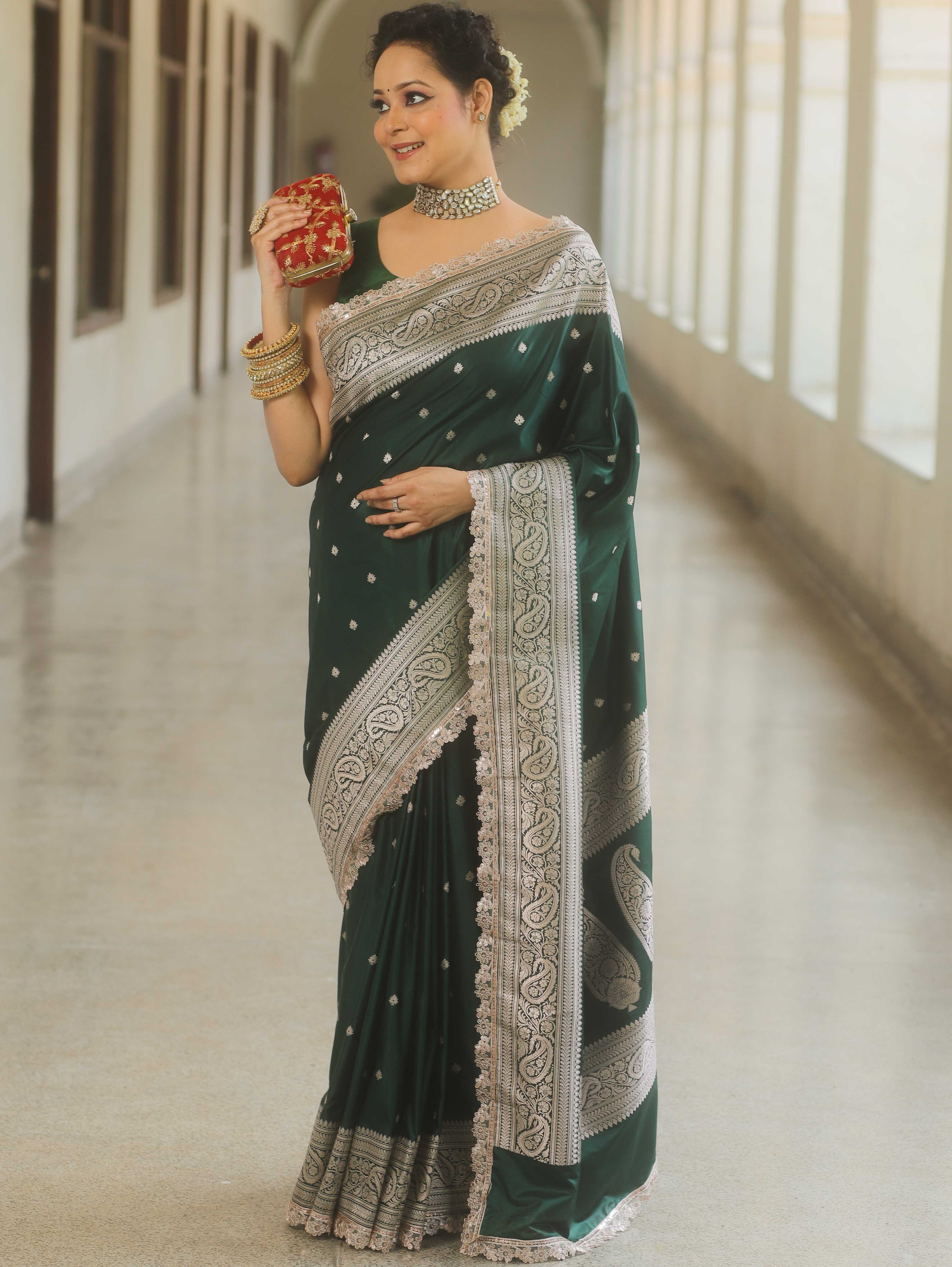 Emerald Glow - Zariknyaa Banarasi Saree