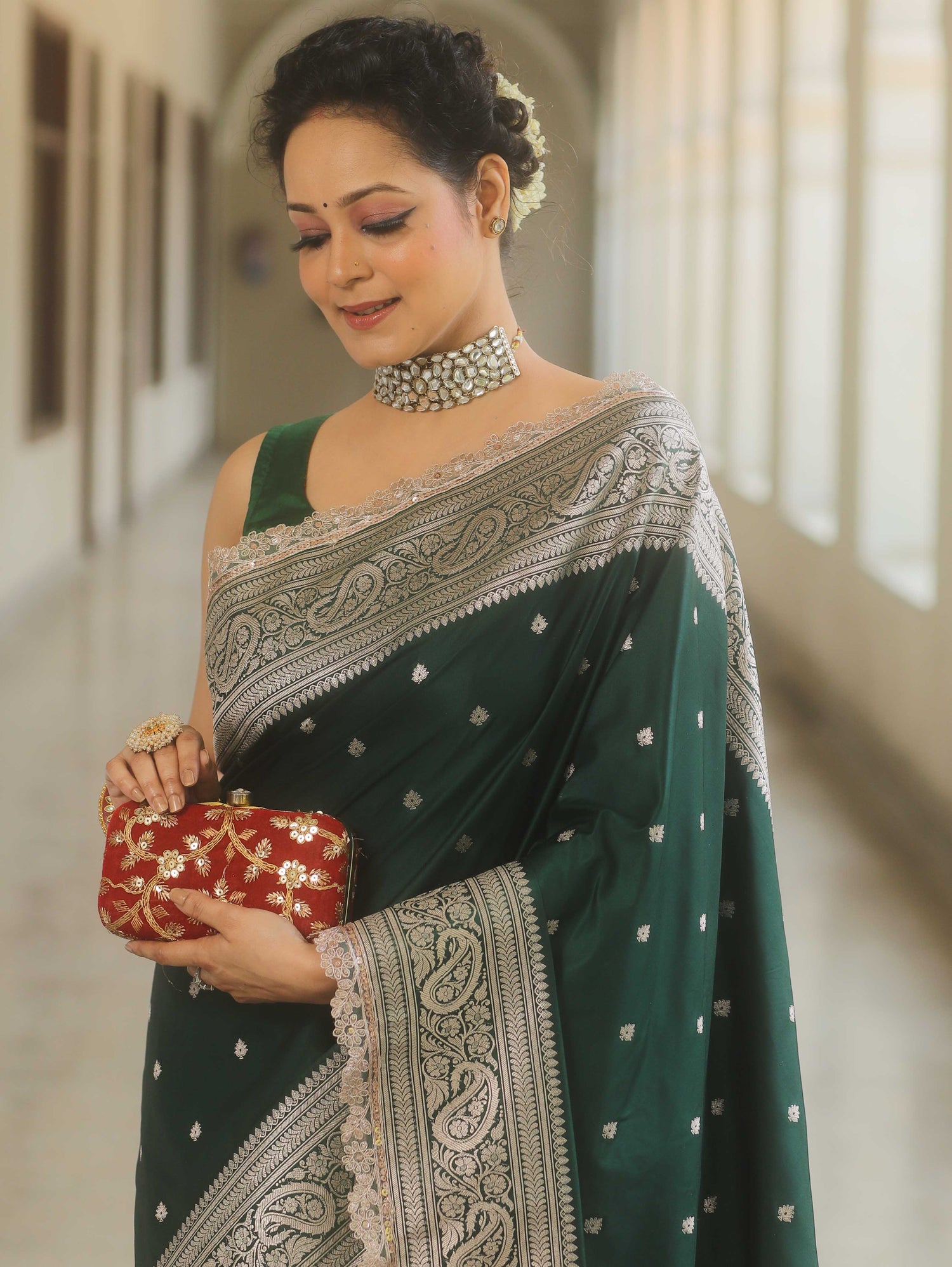 Emerald Glow - Zariknyaa Banarasi Saree