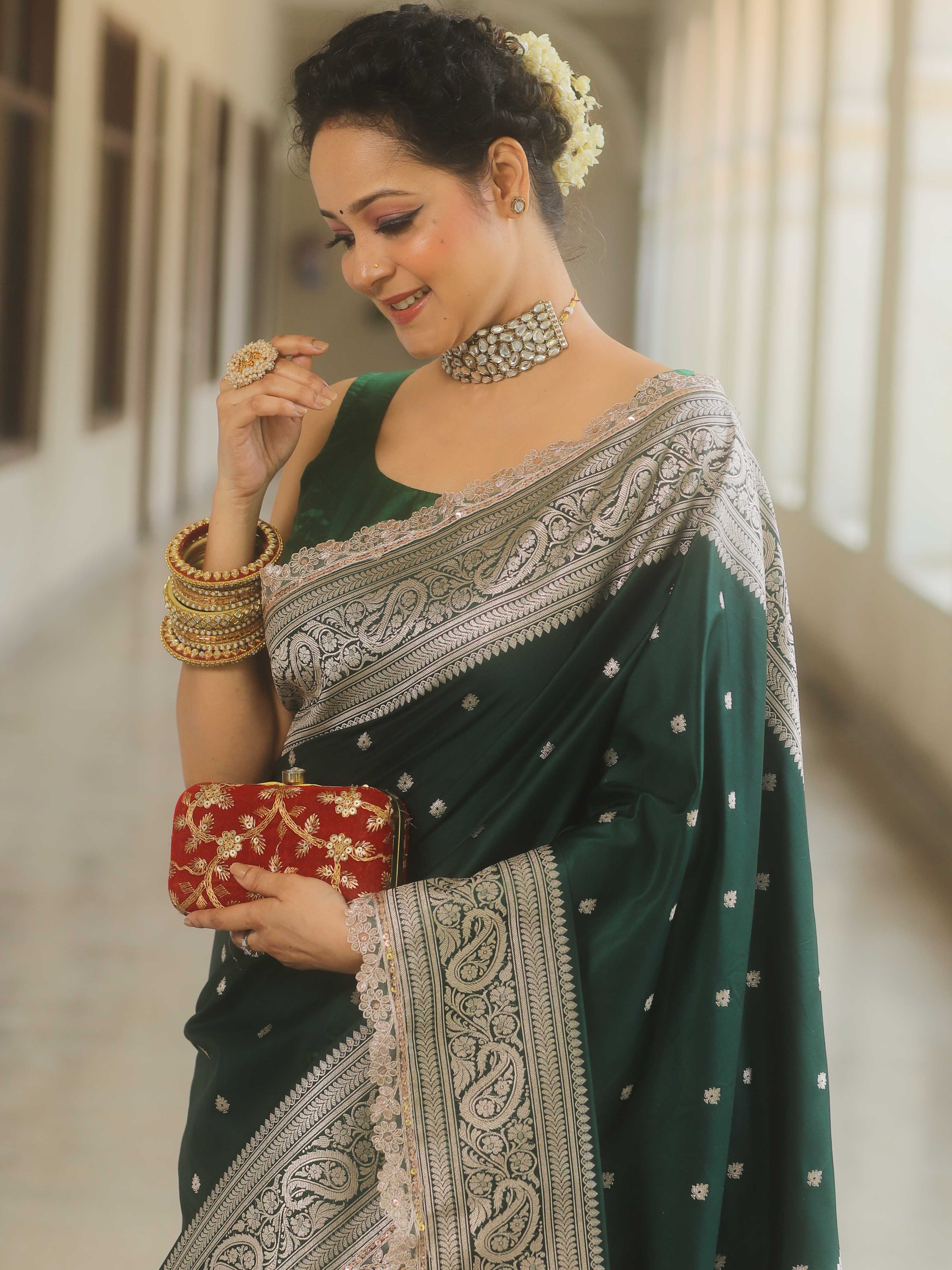 Emerald Glow - Zariknyaa Banarasi Saree