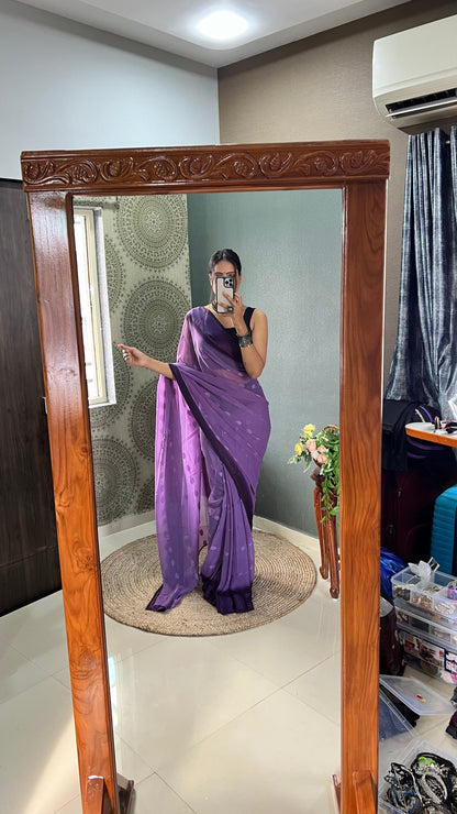 1 MIN Ready To Wear Purple Yamuna Saree