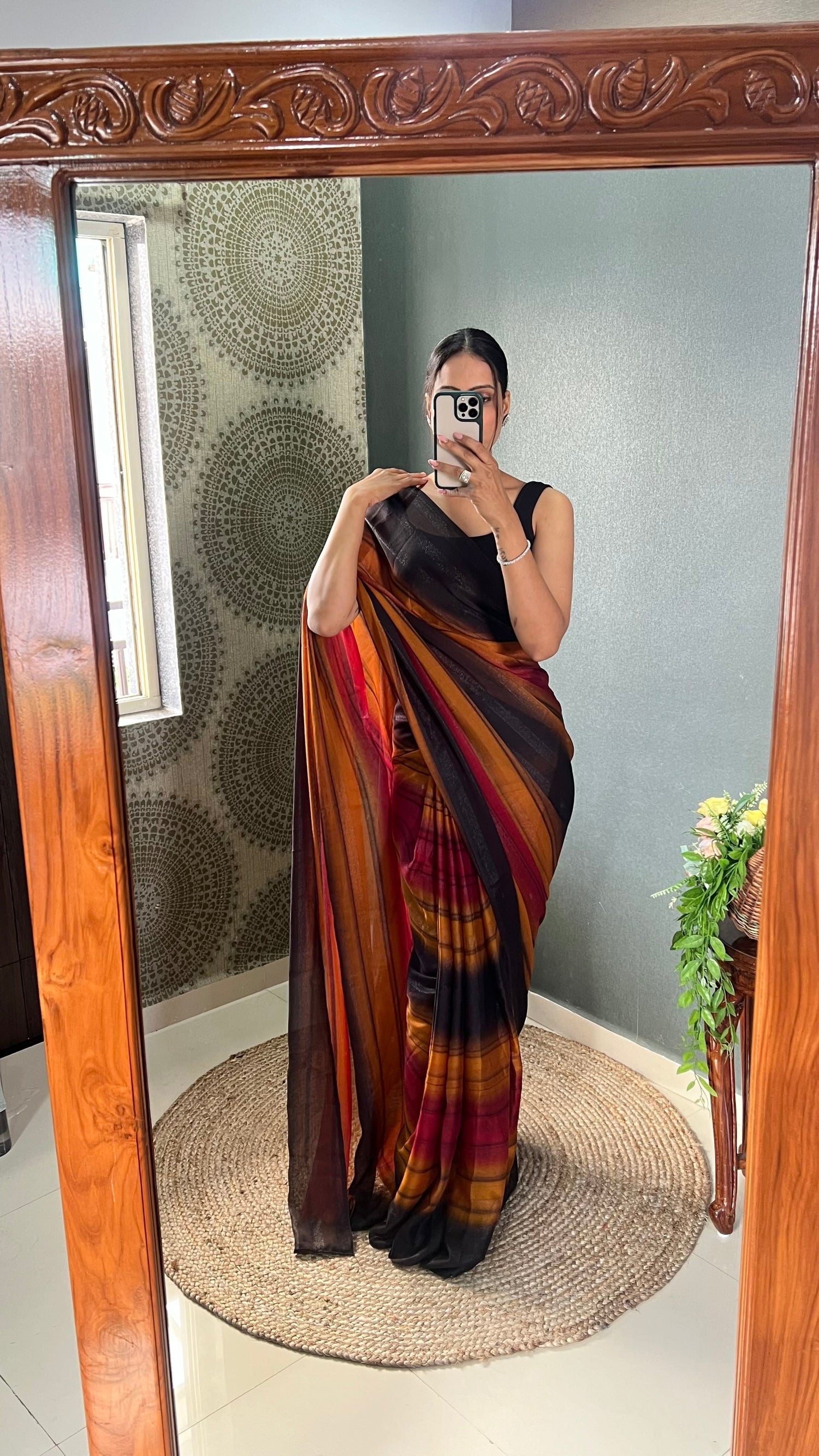 1 MIN Ready To Wear Orange Shade Heer Saree