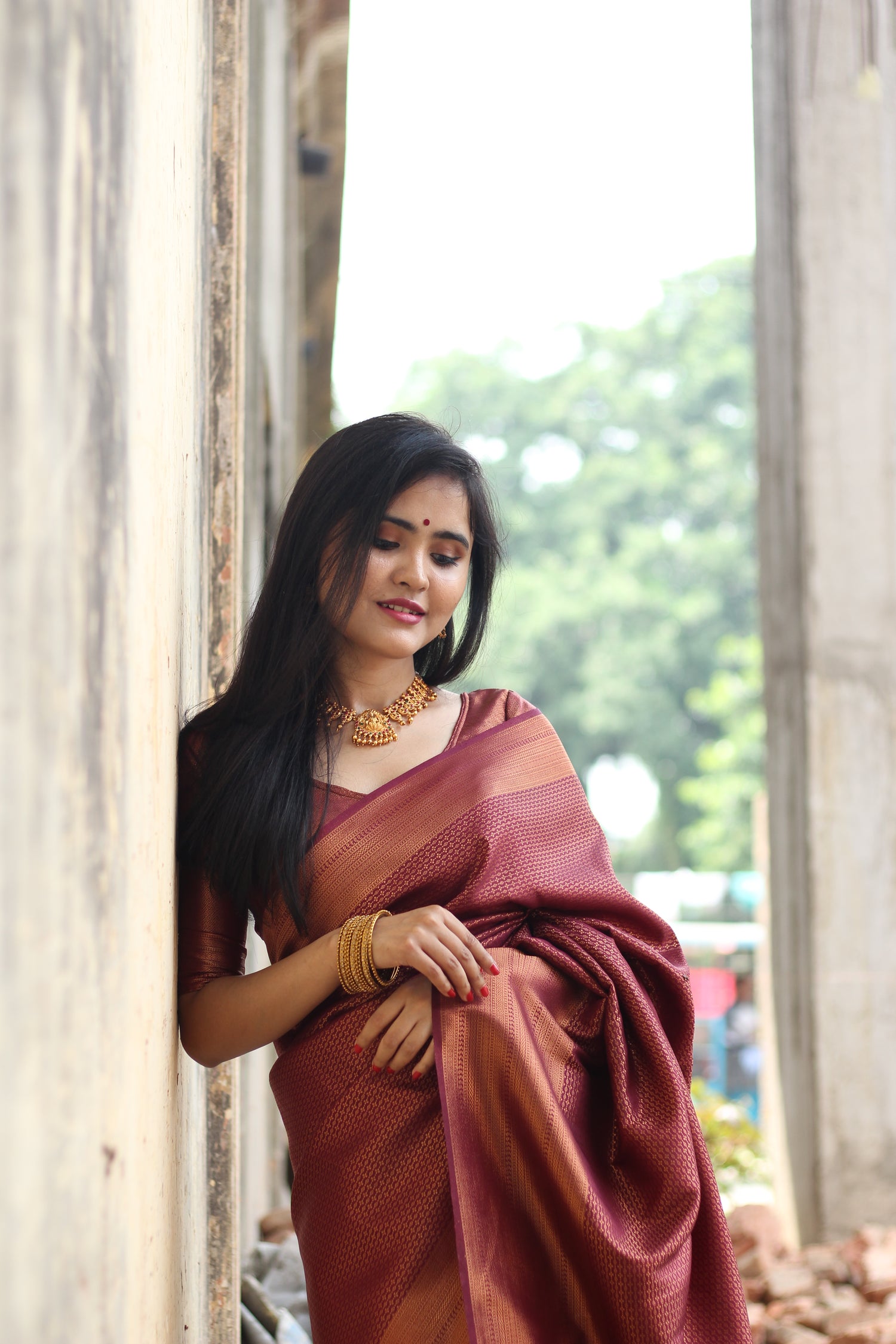 Tamanna Maroon Kanchipuram Silk Saree