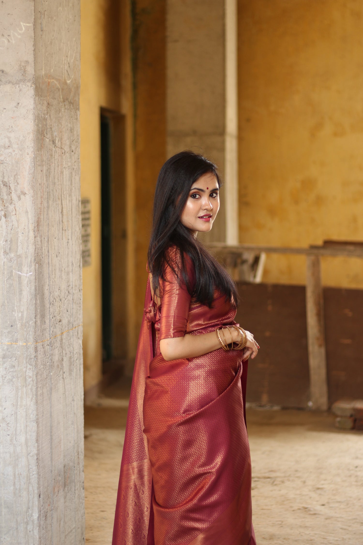 Tamanna Maroon Kanchipuram Silk Saree