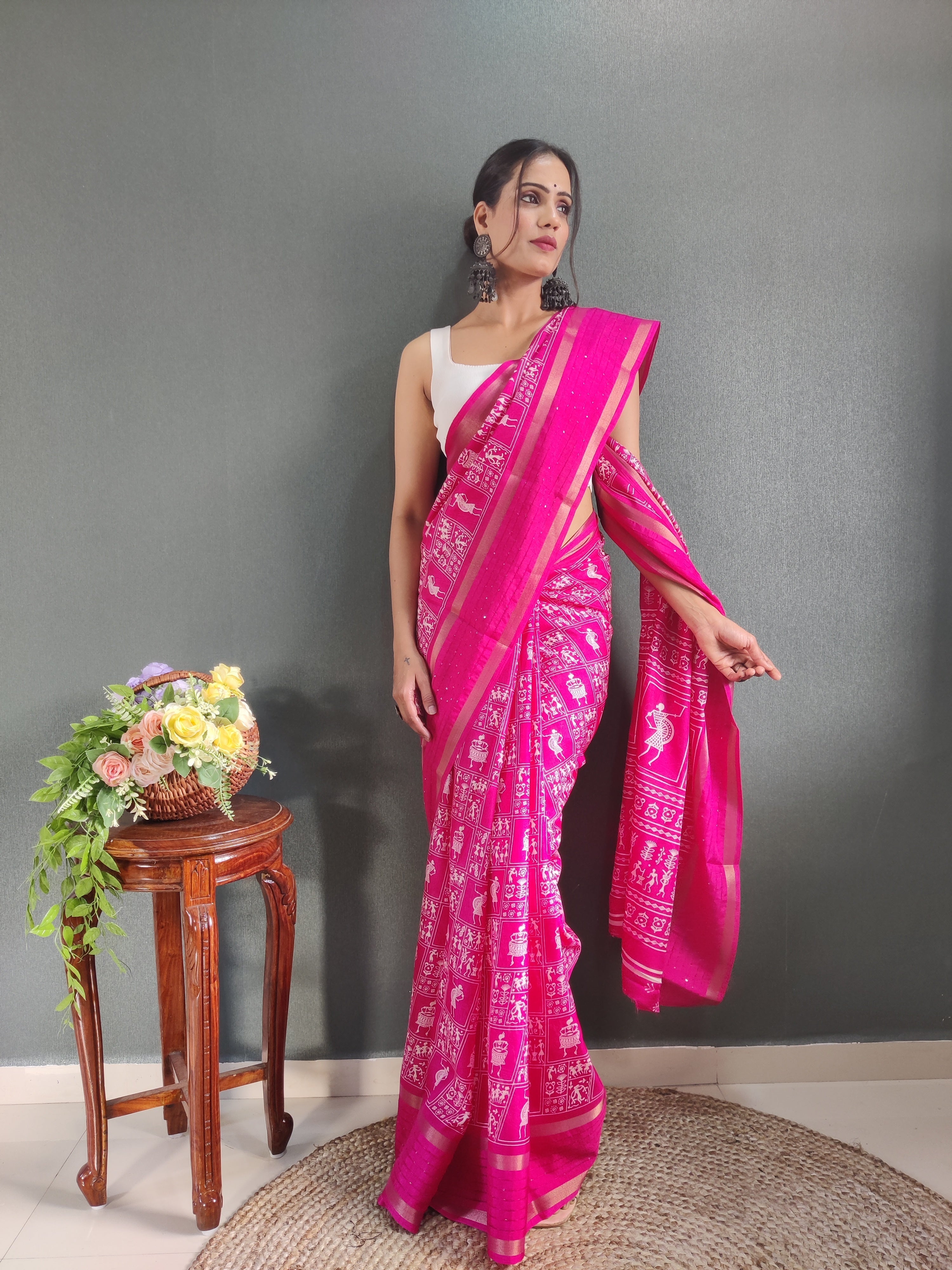 1-Min Ready To Wear Latest Shriivanta Design Saree – Pink