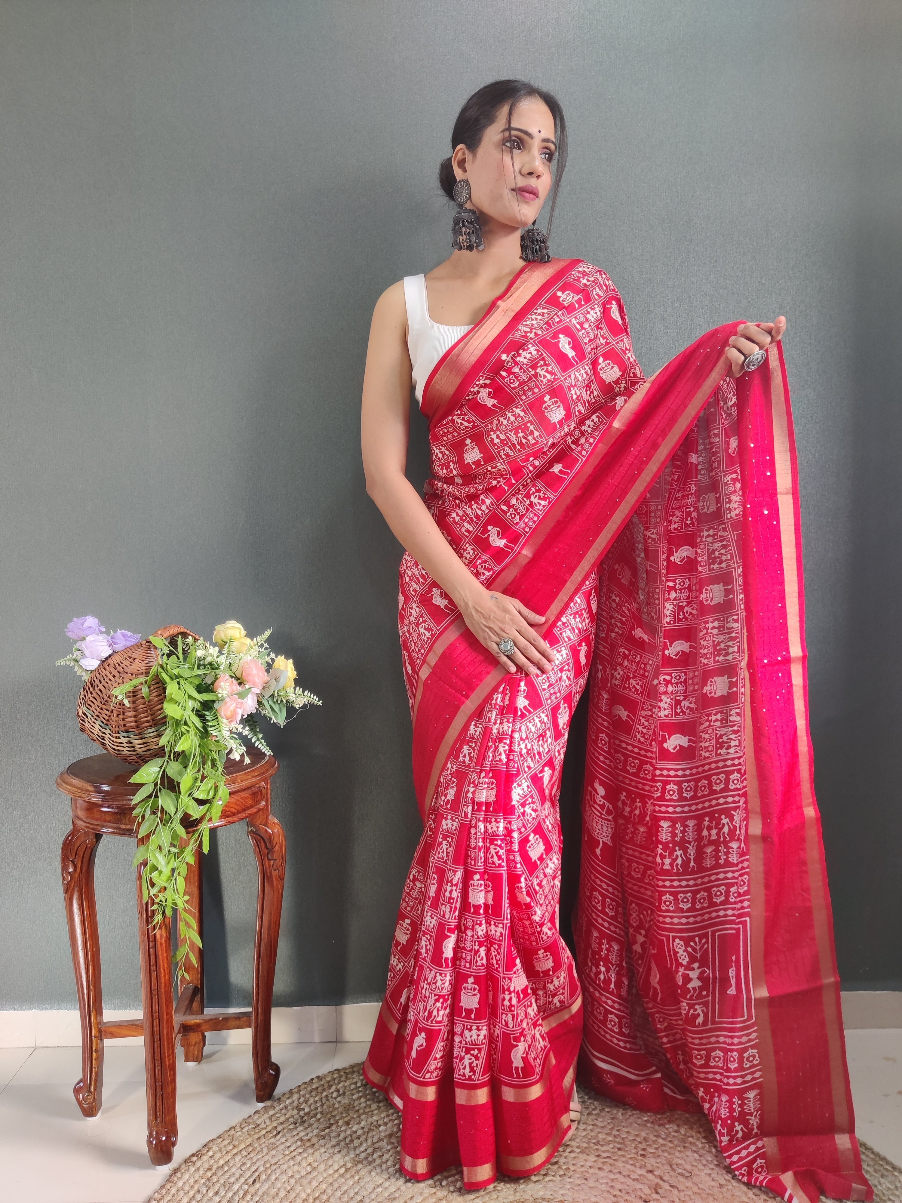 1-Min Ready To Wear Latest Shriivanta Design Saree – Red