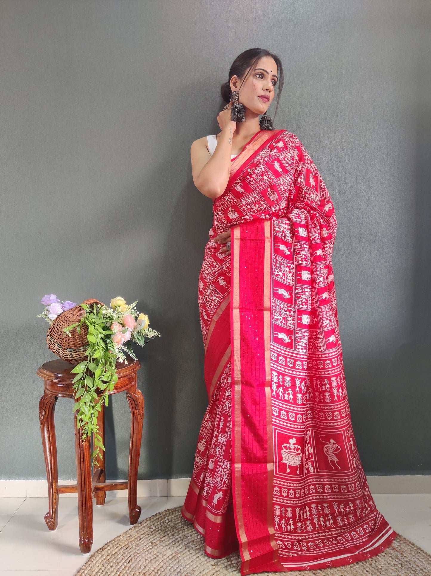 1-Min Ready To Wear Latest Shriivanta Design Saree – Red