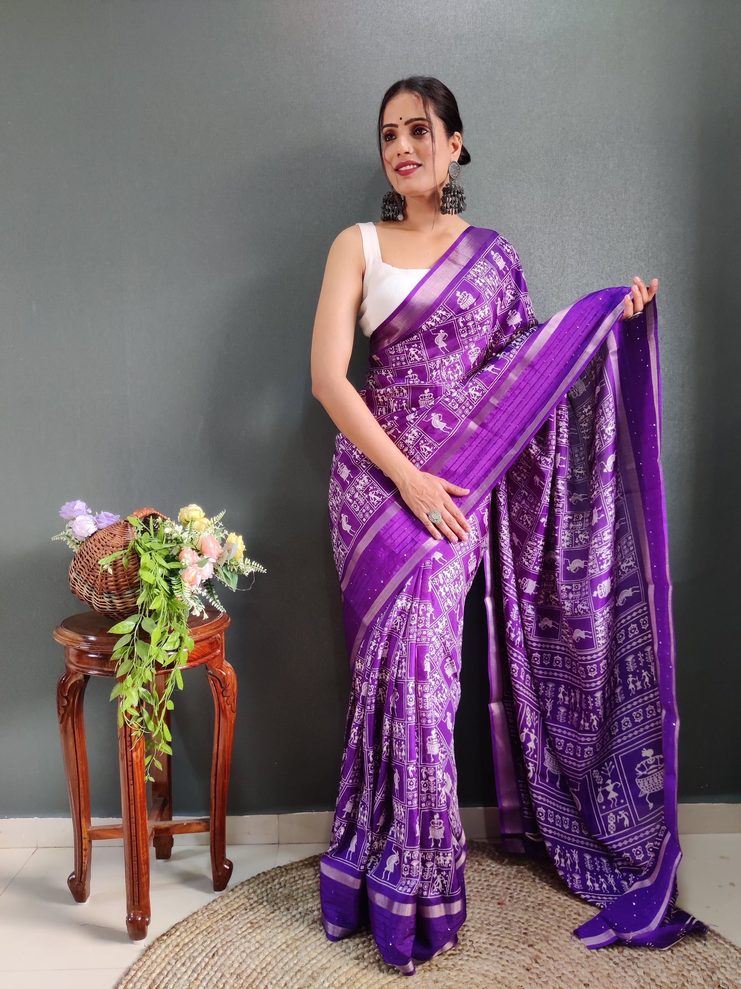 1-Min Ready To Wear Latest Shriivanta Design Saree – Purple