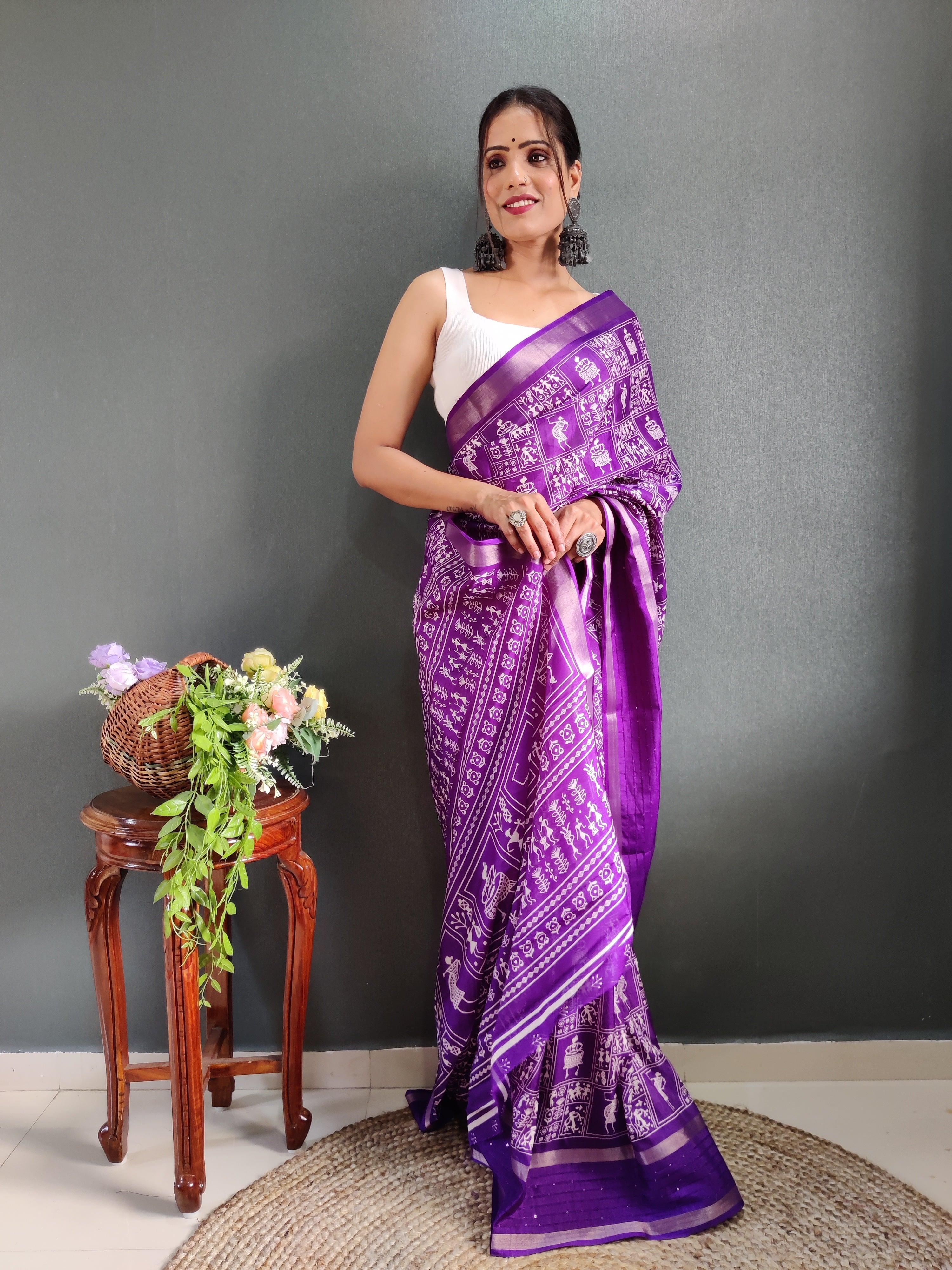 1-Min Ready To Wear Latest Shriivanta Design Saree – Purple