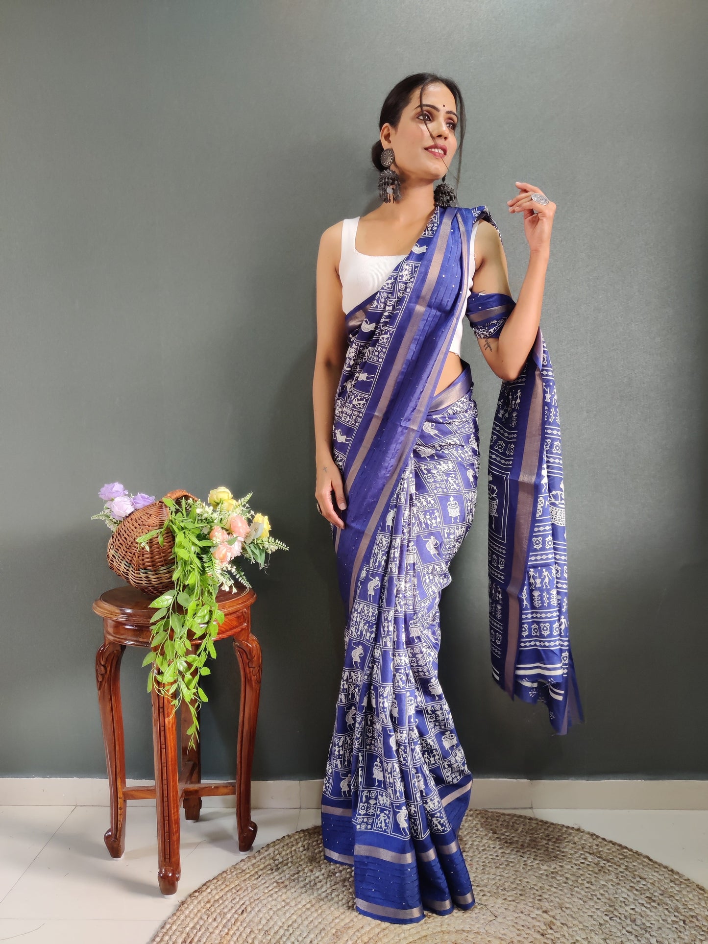 1-Min Ready To Wear Latest Shriivanta Design Saree – Blue