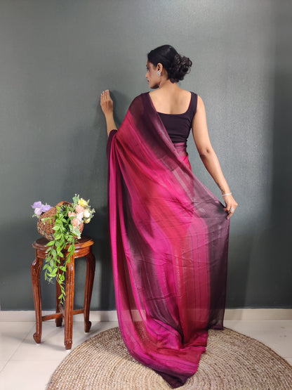 1 MIN Ready To Wear Pink Shade Heer Saree