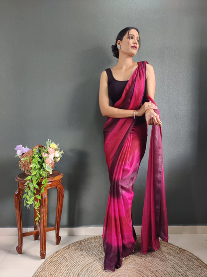 1 MIN Ready To Wear Pink Shade Heer Saree