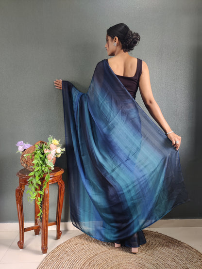 1 MIN Ready To Wear Blue Shade Heer Saree