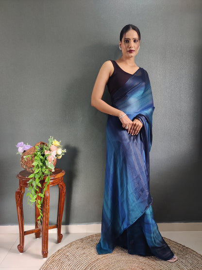 1 MIN Ready To Wear Blue Shade Heer Saree