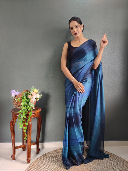 1 MIN Ready To Wear Blue Shade Heer Saree