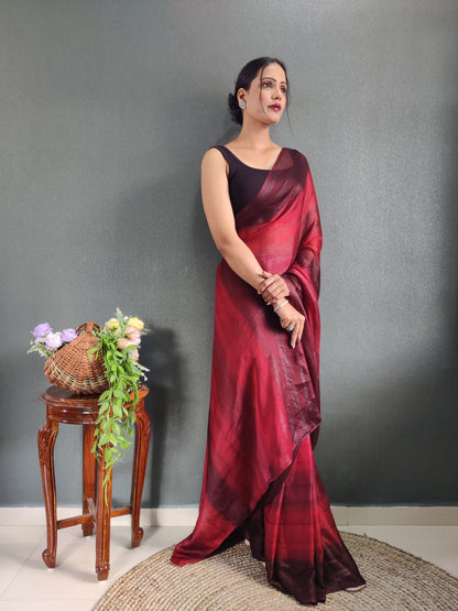 1 MIN Ready To Wear Maroon Shade Heer Saree