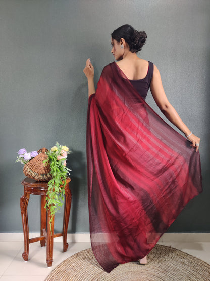 1 MIN Ready To Wear Maroon Shade Heer Saree