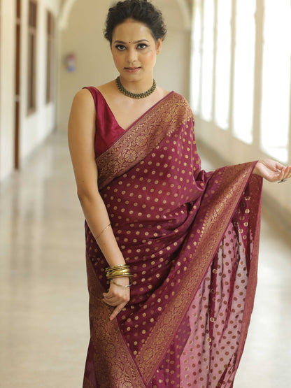 Regal Maroon Bliss Banarasi Silk Saree