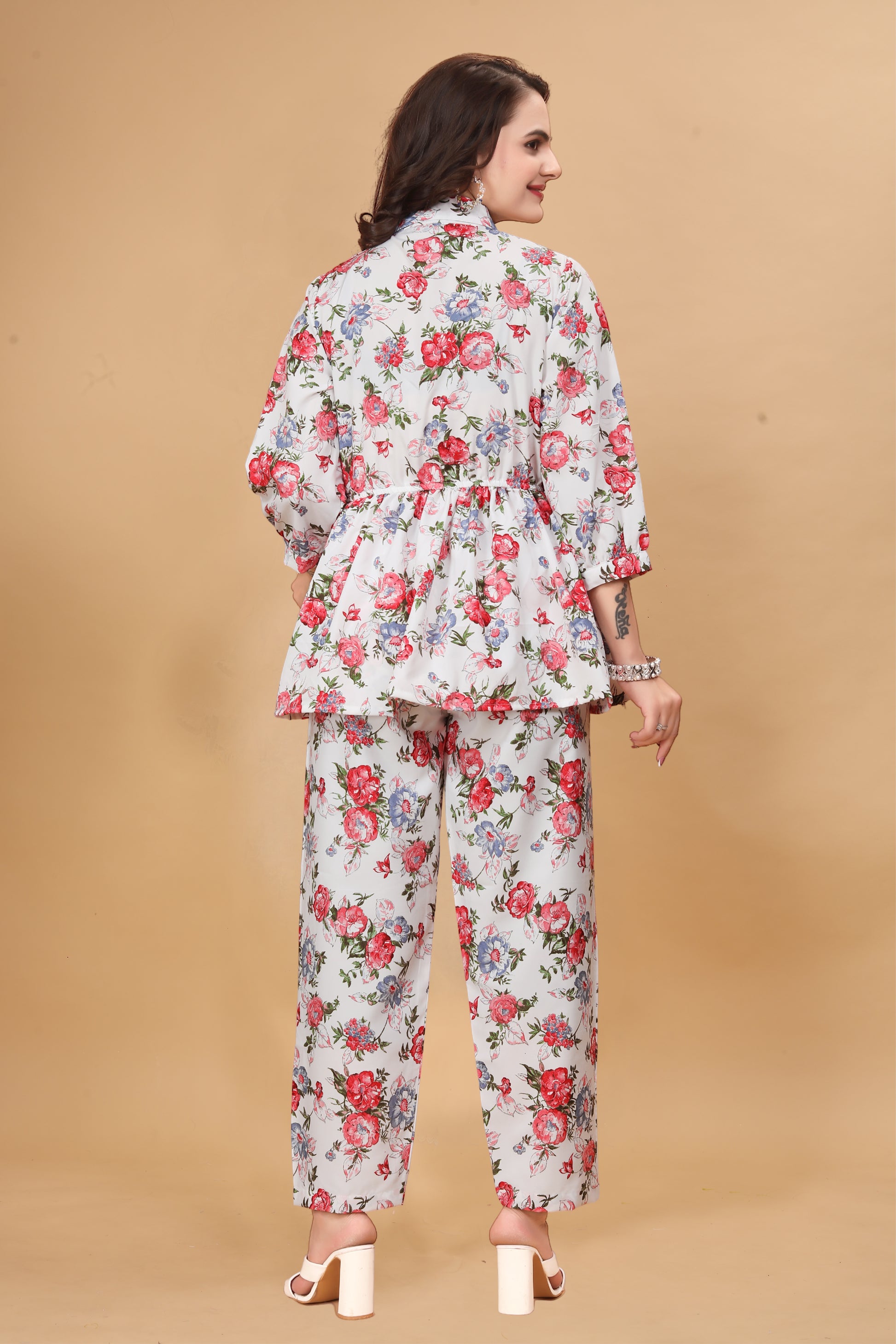 LEEWA WHITE FLORAL COTTON CO-ORD SET