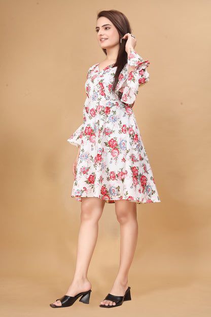 SHREE WHITE FLORAL DRESS