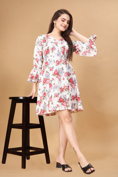 SHREE WHITE FLORAL DRESS