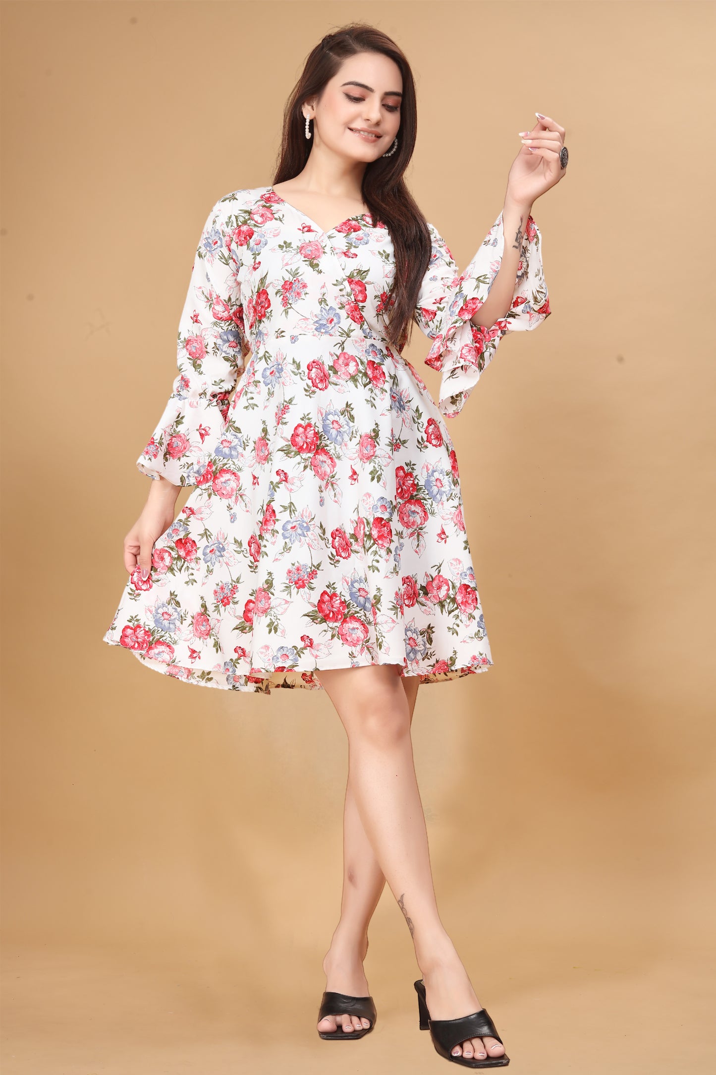 SHREE WHITE FLORAL DRESS