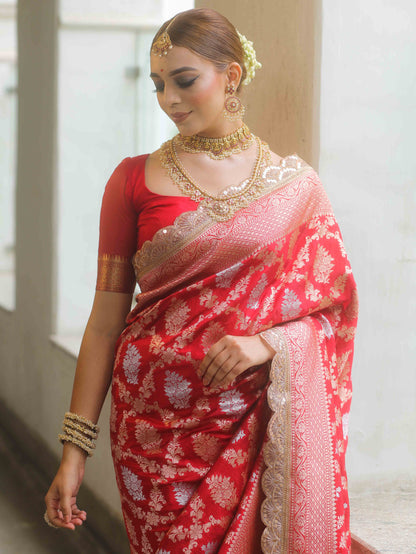 Crimson Grace - Banarasi Silk Saree