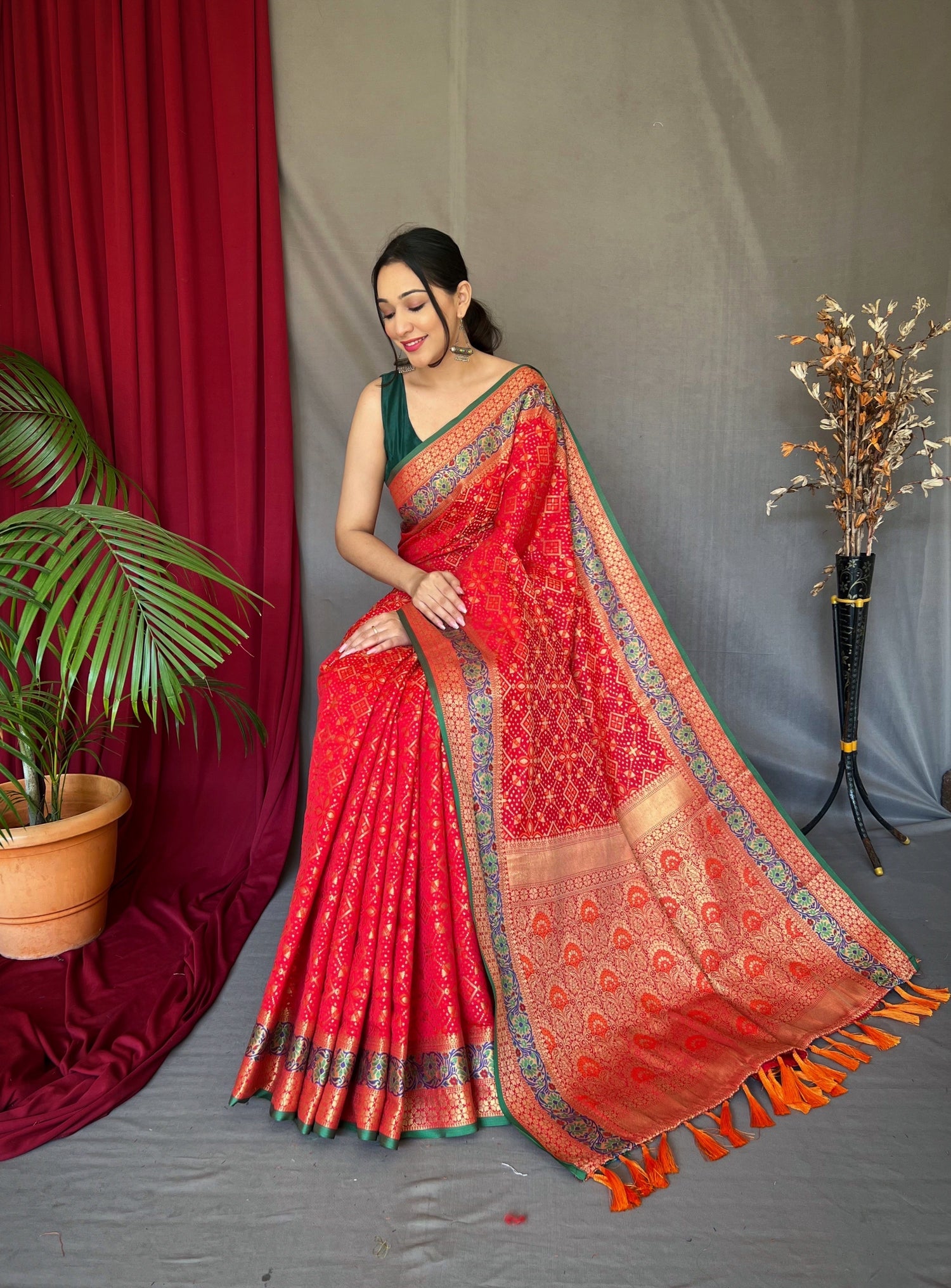 Bandhej Patola Silk Vol.2 Woven Saree Red