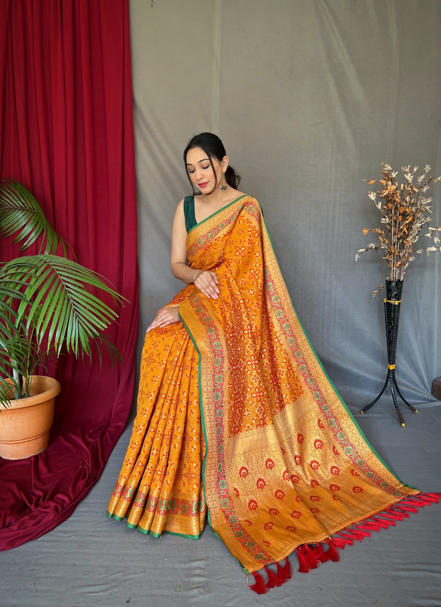 Bandhej Patola Silk Vol.2 Woven Saree Mustard Yellow